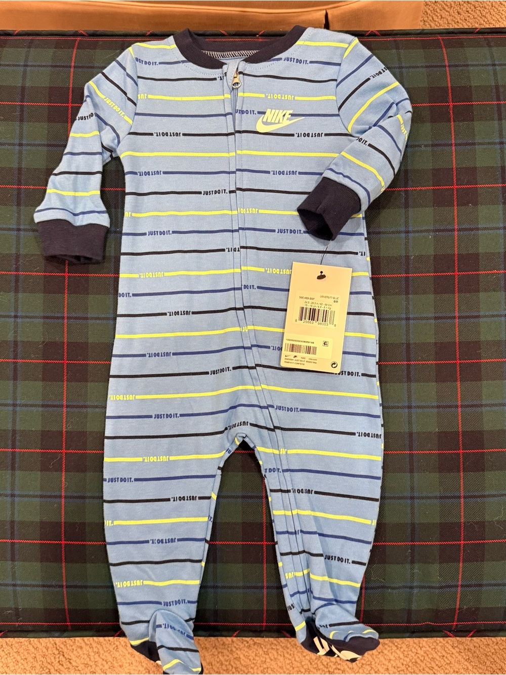 NWT Nike Blue Striped Baby Onesie